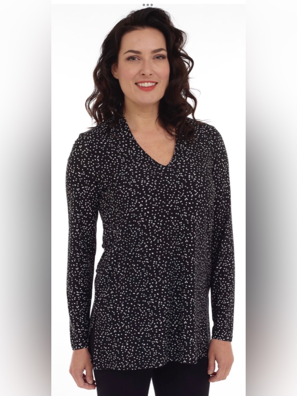 DKR Long sleeve V-neck tunic top with side slits
